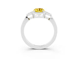 White gold Oval Cut Yellow Sapphire Halo Ring with Tapered Band and Four-Prong Setting_3