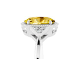 White gold Oval Cut Yellow Sapphire Halo Ring with Tapered Band and Four-Prong Setting_5