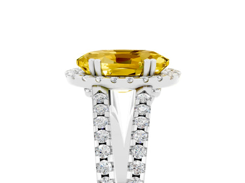 White gold Oval Cut Yellow Sapphire Halo Split Shank Engagement Ring_17