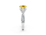White gold Oval Cut Yellow Sapphire  Halo Twist Band Solitaire Prong Setting Ring_26