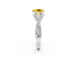 White gold Oval Cut Yellow Sapphire Halo Twist Band Solitaire Prong Setting Ring_26