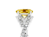 White gold Oval Cut Yellow Sapphire  Halo Twist Band Solitaire Prong Setting Ring_29