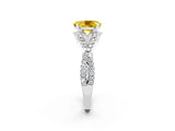 White gold Oval Cut Yellow Sapphire  Halo Twist Band Solitaire Prong Setting Ring_56