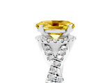 White gold Oval Cut Yellow Sapphire  Halo Twist Band Solitaire Prong Setting Ring_59