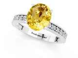 White gold Oval Cut Yellow Sapphire Milgrain Pavé Engagement Ring with Four-Prong Setting_67