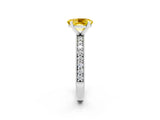 White gold Oval Cut Yellow Sapphire Milgrain Pavé Engagement Ring with Four-Prong Setting_68