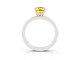 White gold Oval Cut Yellow Sapphire Milgrain Pavé Engagement Ring with Four-Prong Setting_69