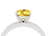 White gold Oval Cut Yellow Sapphire Milgrain Pavé Engagement Ring with Four-Prong Setting_70