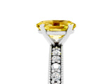 White gold Oval Cut Yellow Sapphire Milgrain Pavé Engagement Ring with Four-Prong Setting_71