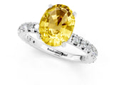 White gold Oval Cut Yellow Sapphire Pavé Solitaire Ring with Round Band and Prong Setting_13