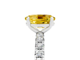 White gold Oval Cut Yellow Sapphire Pavé Solitaire Ring with Round Band and Prong Setting_17