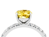 White gold Oval Cut Yellow Sapphire Pavé Solitaire Ring with Round Band and Prong Setting_40
