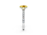 White gold Oval Cut Yellow Sapphire Pave Band Solitaire Ring with Four-Prong Setting_62