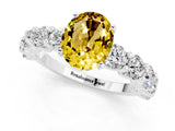 White gold Oval Cut Yellow Sapphire Prong Setting with Side Stones on a Pave Band_25