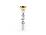 White gold Oval Cut Yellow Sapphire Prong Setting with Side Stones on a Pave Band_26