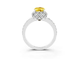 White gold Oval Cut Yellow Sapphire Scalloped Halo Engagement Ring with Round Shared Prong Band_15