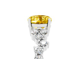 White gold Oval Cut Yellow Sapphire Scattered Round Accent Ring with Prong Setting_29