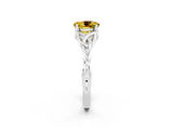White gold Oval Cut Yellow Sapphire Solitaire Celtic Knot Ring with Four-Prong Setting_26
