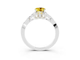 White gold Oval Cut Yellow Sapphire Solitaire Celtic Knot Ring with Four-Prong Setting_27