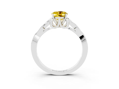 White gold Oval Cut Yellow Sapphire Solitaire Celtic Knot Ring with Four-Prong Setting_27