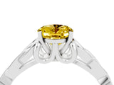 White gold Oval Cut Yellow Sapphire Solitaire Celtic Knot Ring with Four-Prong Setting_28