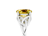 White gold Oval Cut Yellow Sapphire Solitaire Celtic Knot Ring with Four-Prong Setting_29