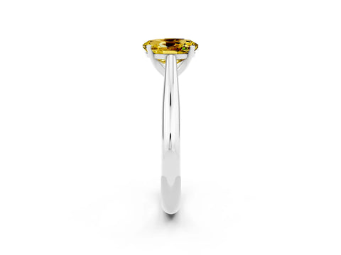 White gold Oval Cut Yellow Sapphire Solitaire Engagement Ring with Cathedral Setting and Four-Prong Mount_14