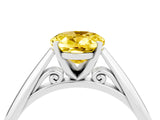 White gold Oval Cut Yellow Sapphire Solitaire Engagement Ring with Cathedral Setting and Four-Prong Mount_28