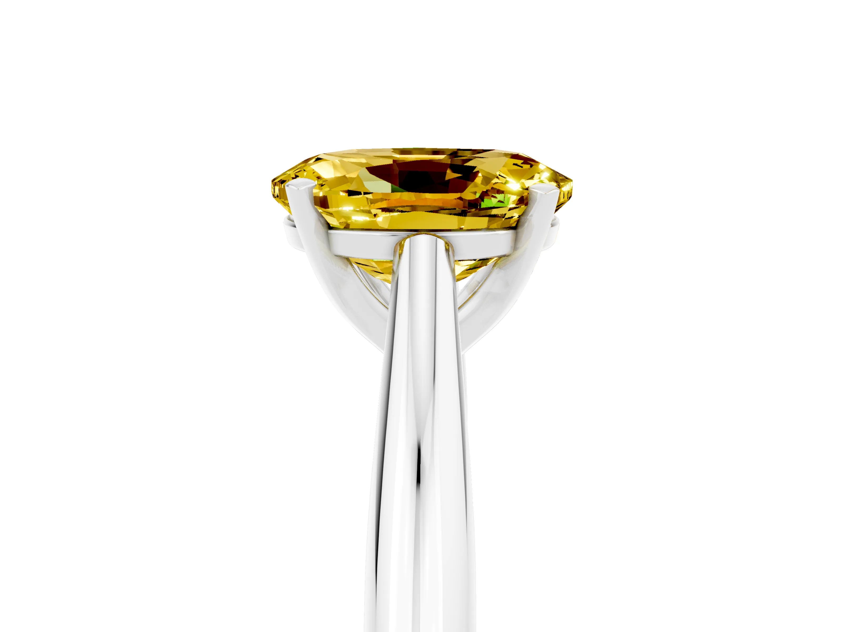 White gold Oval Cut Yellow Sapphire Solitaire Engagement Ring with Cathedral Setting and Four-Prong Mount_29