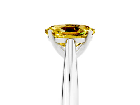 White gold Oval Cut Yellow Sapphire Solitaire Engagement Ring with Cathedral Setting and Four-Prong Mount_29