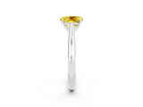 White gold Oval Cut Yellow Sapphire Solitaire Engagement Ring with Cathedral Setting and Four-Prong Mount_32