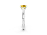 White gold Oval Cut Yellow Sapphire Solitaire Engagement Ring with Cathedral Setting and Four-Prong Mount_86