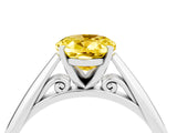 White gold Oval Cut Yellow Sapphire Solitaire Engagement Ring with Cathedral Setting and Four-Prong Mount_88