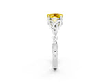 White gold Oval Cut Yellow Sapphire Solitaire Engagement Ring with Celtic Knot Band and Four-Prong Setting_26