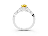 White gold Oval Cut Yellow Sapphire Solitaire Engagement Ring with Celtic Knot Band and Four-Prong Setting_27