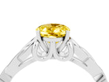 White gold Oval Cut Yellow Sapphire Solitaire Engagement Ring with Celtic Knot Band and Four-Prong Setting_28