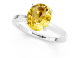 White gold Oval Cut Yellow Sapphire Solitaire Engagement Ring with Classic Band and Four-Prong Setting_61