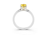 White gold Oval Cut Yellow Sapphire Solitaire Engagement Ring with Classic Band and Four-Prong Setting_63
