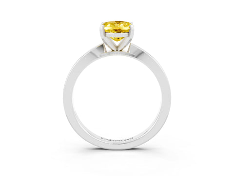 White gold Oval Cut Yellow Sapphire Solitaire Engagement Ring with Classic Band and Four-Prong Setting_63