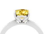 White gold Oval Cut Yellow Sapphire Solitaire Engagement Ring with Classic Band and Four-Prong Setting_64
