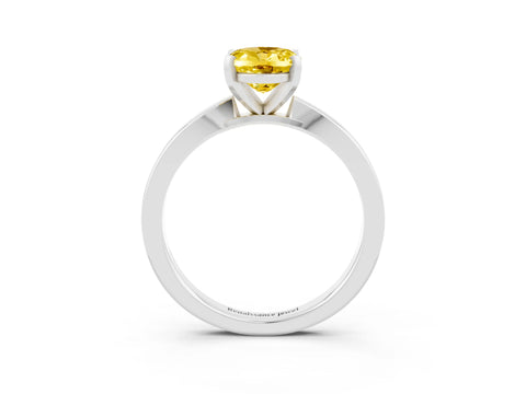 White gold Oval Cut Yellow Sapphire Solitaire Engagement Ring with Classic Band and Four-Prong Setting_73