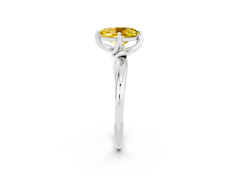 White gold Oval Cut Yellow Sapphire Solitaire Engagement Ring with Four-Prong Setting and Classic Band_14