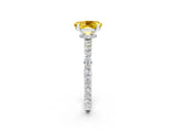 White gold Oval Cut Yellow Sapphire Solitaire Engagement Ring with Pavé Band and Four-Prong Setting_26