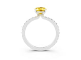 White gold Oval Cut Yellow Sapphire Solitaire Engagement Ring with Pavé Band and Four-Prong Setting_27