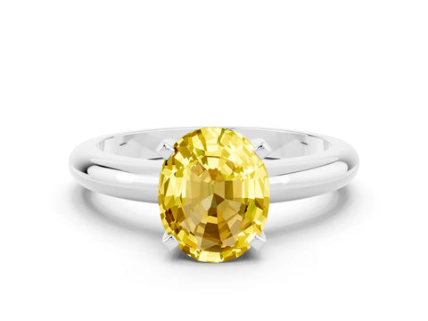 White gold Oval Cut Yellow Sapphire Solitaire Engagement Ring with Round Band and Four-Prong Setting_24