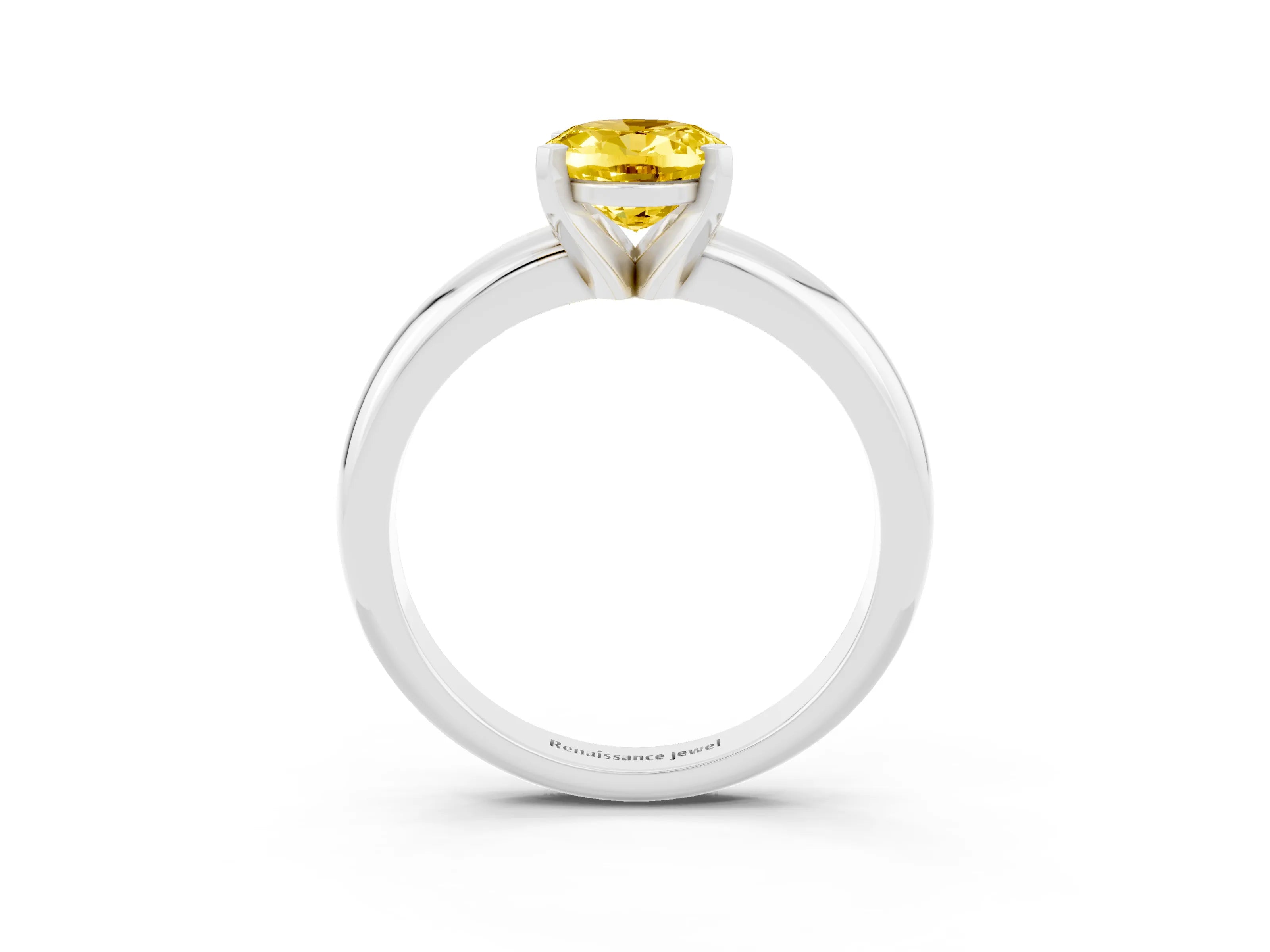 White gold Oval Cut Yellow Sapphire Solitaire Engagement Ring with Round Band and Four-Prong Setting_27