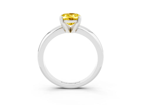 White gold Oval Cut Yellow Sapphire Solitaire Engagement Ring with Round Band and Four-Prong Setting_27