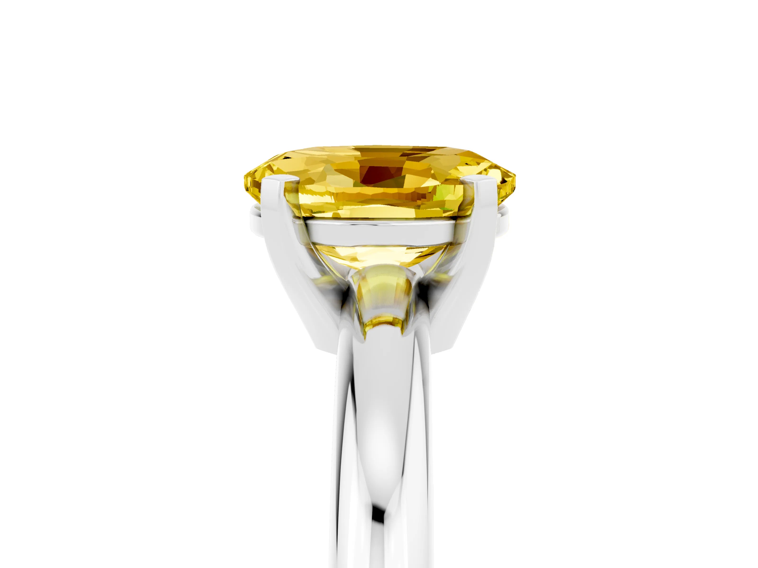 White gold Oval Cut Yellow Sapphire Solitaire Engagement Ring with Round Band and Four-Prong Setting_29
