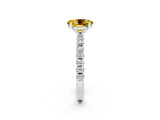White gold Oval Cut Yellow Sapphire Solitaire Pavé Band with Four-Prong Setting_26