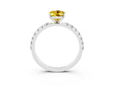 White gold Oval Cut Yellow Sapphire Solitaire Pavé Band with Four-Prong Setting_27